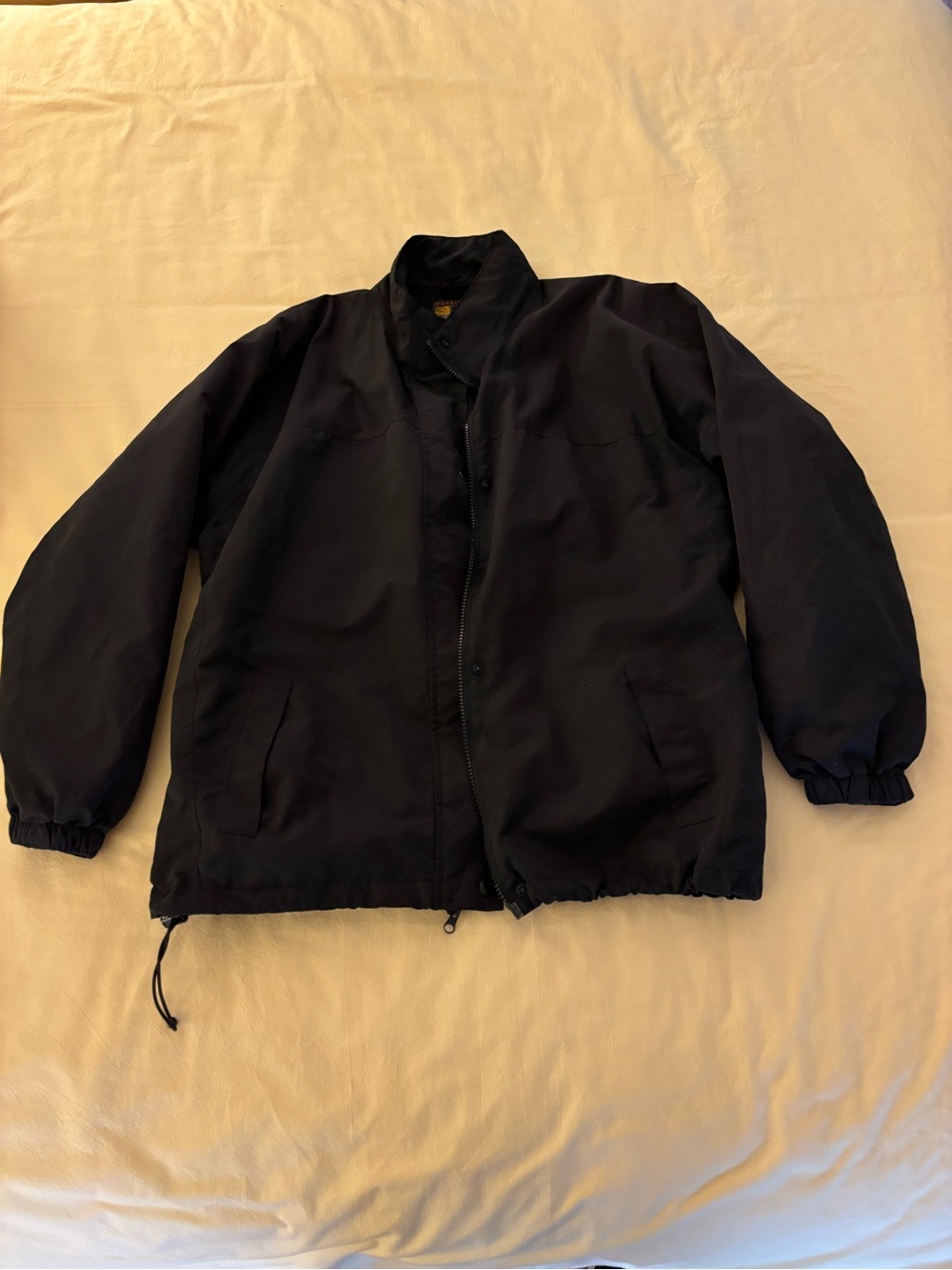 Men's Black Bomber Jacket with Zip and Drawcord Hem